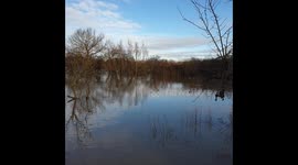 Flooding on the River Avon. Fields under 4 foot of water making it look like a new lake has formed
