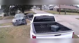 Man chases girlfriend, crashes into her with car
