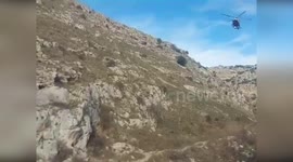 Helicopter Rescues Injured Hiker at 'Tibetan Bridge' in Matera, Italy
