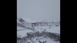 Blizzard blanket: Galten, Denmark in snowstorm