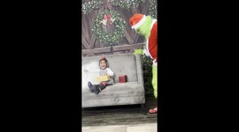 Grinch photoshoot causes Christmas trauma for this little one