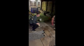 Wee boy gives it his all to settle a score with daddy in Tortilla Slap Challenge