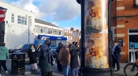 Palestinain protest to Boycott Baracalys Bank in Eastham, led by Independent Councillor of Newham, Mehmood Mirza