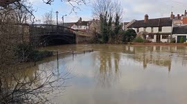 Flooding in Castle Meadow, Newport Pagnell, Buckinghamshire,following Storm Henk