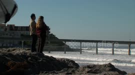 Large waves pound San Diego’s beaches in California, USA
