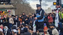 Pro-Palestine protesters ignore and chant over police in Westminster