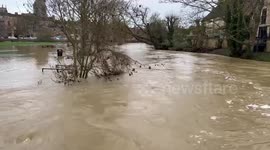 Flooding caused by Storm Henk in Stamford, UK