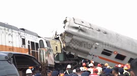 Four dead by collision of two trains in West Java, Indonesia
