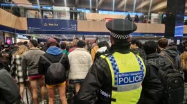Trouserless revellers leave Euston due to overcrowding and continue party at Liverpool Street
