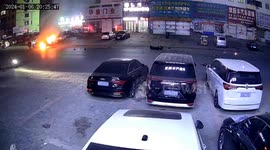 Chinese motorist makes daring leap to safety as moving car engulfs in flames