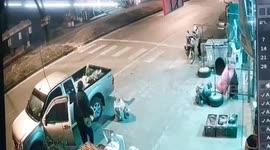 Speeding truck misses locals by mere inches 'when driver dozes off at the wheel'
