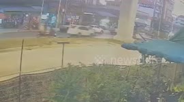 Train wheel comes loose and lands on taxi below