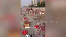 Thousands of disused fireworks left dumped on picturesque beach after New Year celebrations
