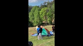 Enraged cow chases families on camp site in Thailand