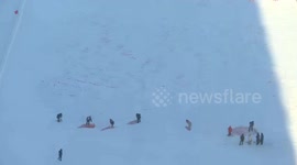 Majestic dragon art created on frozen river in China's Harbin