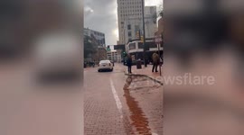 Video shows police cordon and debris scattered after explosion in Fort Worth, Texas