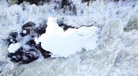 This amazing drone shot was taken in Foss park, Kjærra Norway. Numedalslågen river with waterfalls,  Try to show waterfalls from bird eye. What people can't se.