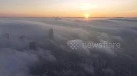 Skyscrapers Loom in The Fog in Nanning, China