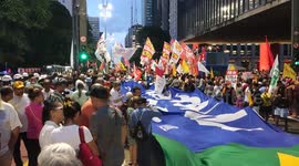Demonstration in defense of democracy to mark first anniversary of riots by Jair Bolsonaro supporters takes place in Sao Paulo, Brazil