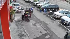Chinese boy propelled skyward as firecracker toss into drain leads to explosive mishap