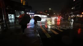 Winter Storm Brings Heavy Rain And Strong Winds To New York, USA