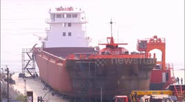 Shipyard Workers Build Ships in Yichang, China