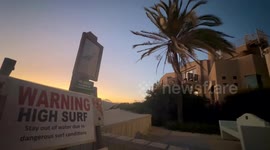 Warning High Surf: Stay out of Water due to Dangerous Conditions at California Beach