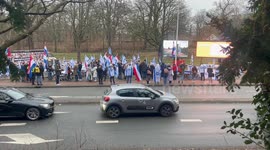 Pro-Israeli group holds counter protest outside the ICJ as “genocide” case continues on second day