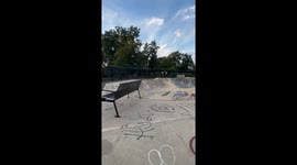 Bench board slide gone wrong: skate fail at Scalzi Skatepark