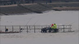 Jetty nearly disappears under surge high tide seen in Kent, UK