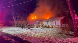 Firefighters Battle Intense Residential Fire in Independence, MO, USA