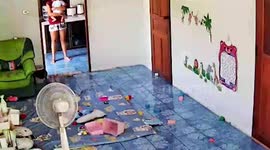 Crazed monitor lizard tries to attack sleeping mother and baby