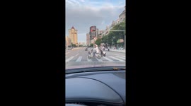 Schoolboy makes father drag him across zebra crossing as he refuses to go to school