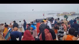Thousands of devotees took a dip in river Ganga at 7 degree temperature on the festival of Makar Sankranti.