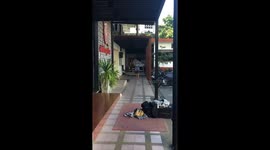 Crazed Ukrainian man rampages at Thai police station 'because he has no money to buy plane ticket home'