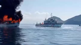 Fishing trawler catches fire in Taiwan