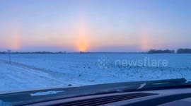 Stunning sun dog on show as subzero temperatures take hold in Minnesota