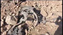 A place of an explosion of a ballistic missile in Jahaf district, Al-Dhalea Governorate, south of Yemen