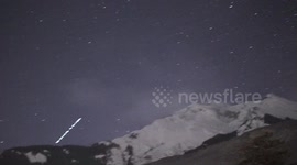 Spectacular footage of SpaceX satellite train ascending over Swiss Alps