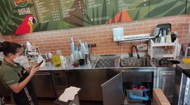 Firefighters catch snake hiding under kitchen sink in cafe in Thailand