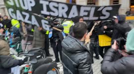 Man arrested after tearing placard out of pro-Palestine protesters' hands in London