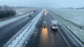 Drivers brave heavy blizzard on the M74 motorway near Moffat Scotland UK