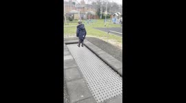 Nan Takes a Tumble on Park Trampoline