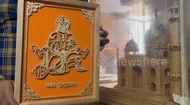 Indian artist creates wooden Hindu scripture by carving out each letter for Ram Mandir in Ayodhya which will be inaugurated this month in Northern India.