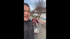 Grandmother goes the wrong way while racing with grandson