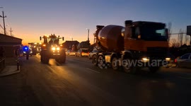 Transporters and farmers protest for seventh day in Afumați, Romania