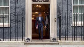 Rishi Sunak leaves 10 Downing Street for PMQ ahead of Rwanda vote