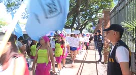 Protest in front of the presidential residence demanding food in Buenos Aires, Argentina