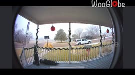 Super slippery deck interrupts boy's journey to school with a silly slide