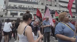 Members of the Passe Livre Movement demand free public transport in Sao Paulo, Brazil